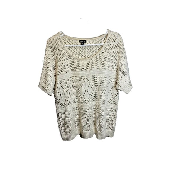 Torrid Crochet Knit Sweater Short Sleeve Blouse Geometric Top Cream Women 10 - Picture 1 of 8